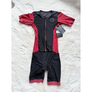 ZONE3 Aquaflo Plus Short Sleeve Triathlon Trisuit Black Red Men Size M NWT $293
